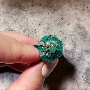 SOLD Vintage emerald cluster cocktail ring